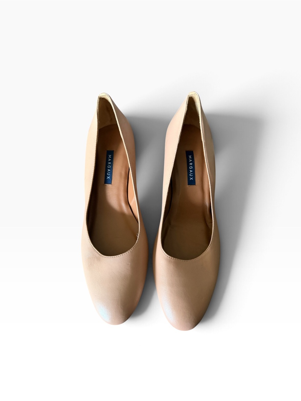 Margaux Nude Leather Rounded-Toe Pumps